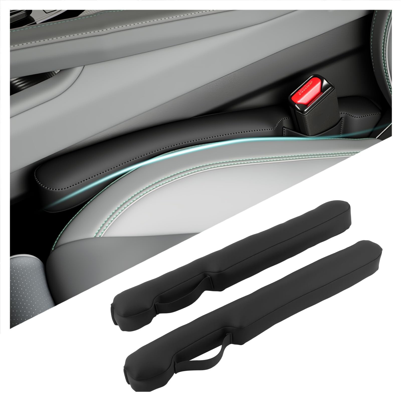 2026 Latest 2PCS Upgraded Car Seat Gap Filler with Fixing Ring,Elastic Car Ga...