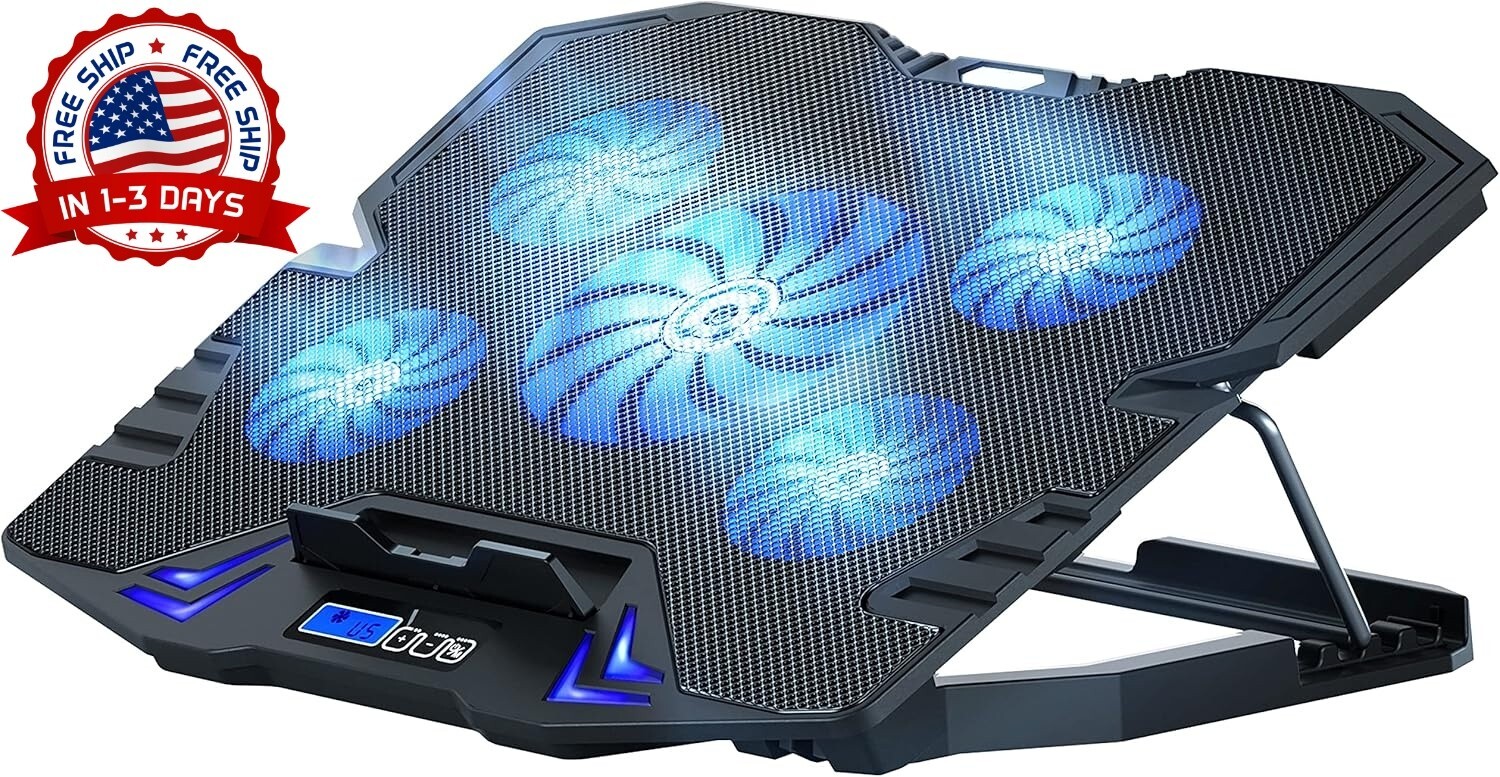Almohadilla De Enfriamiento Para Computadora Portátil Con 5 Ventiladores NEW US