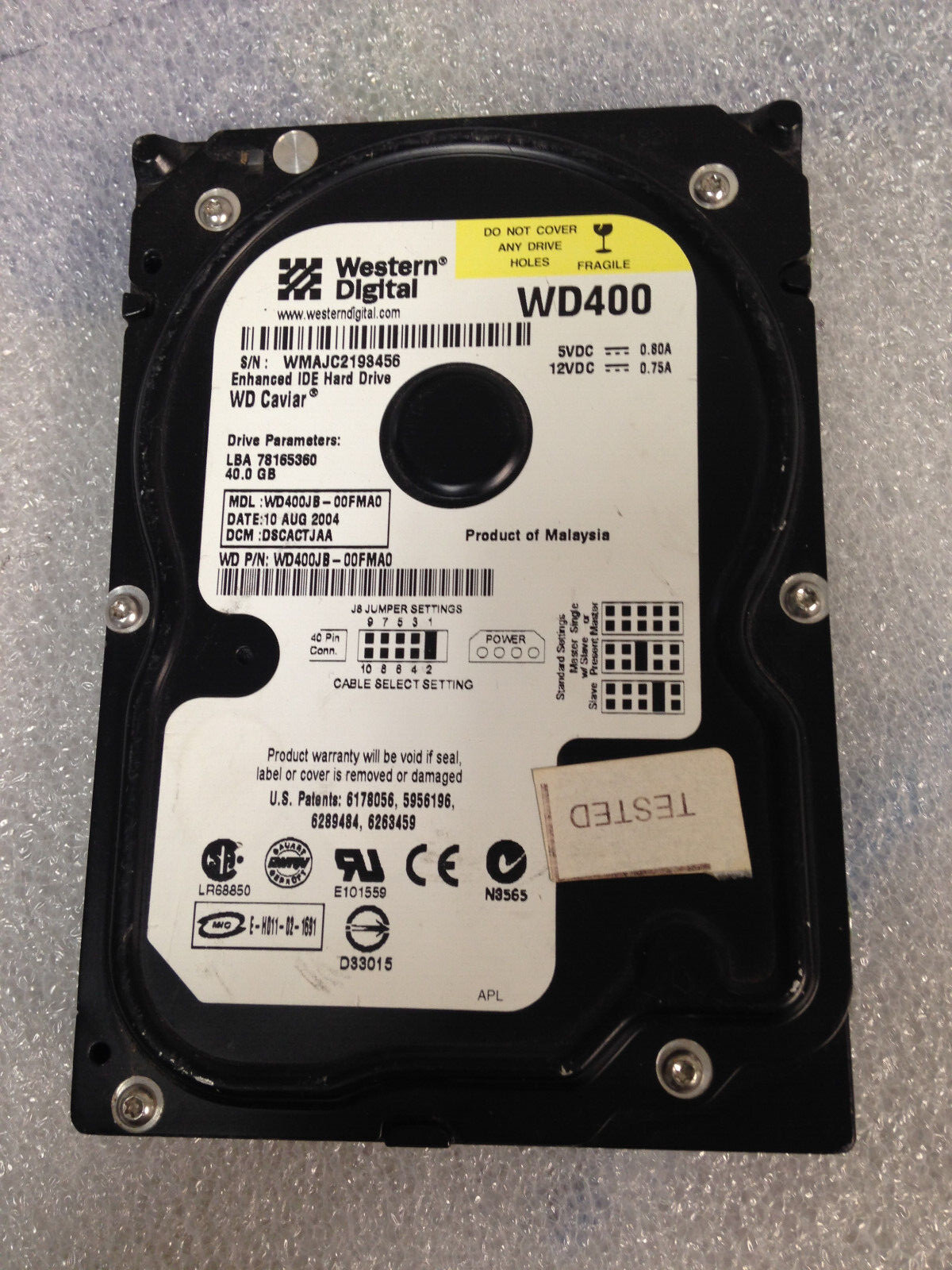 Western Digital WD400JB-00FMA0 40GB IDE 3.5'' Hard Drive Tested