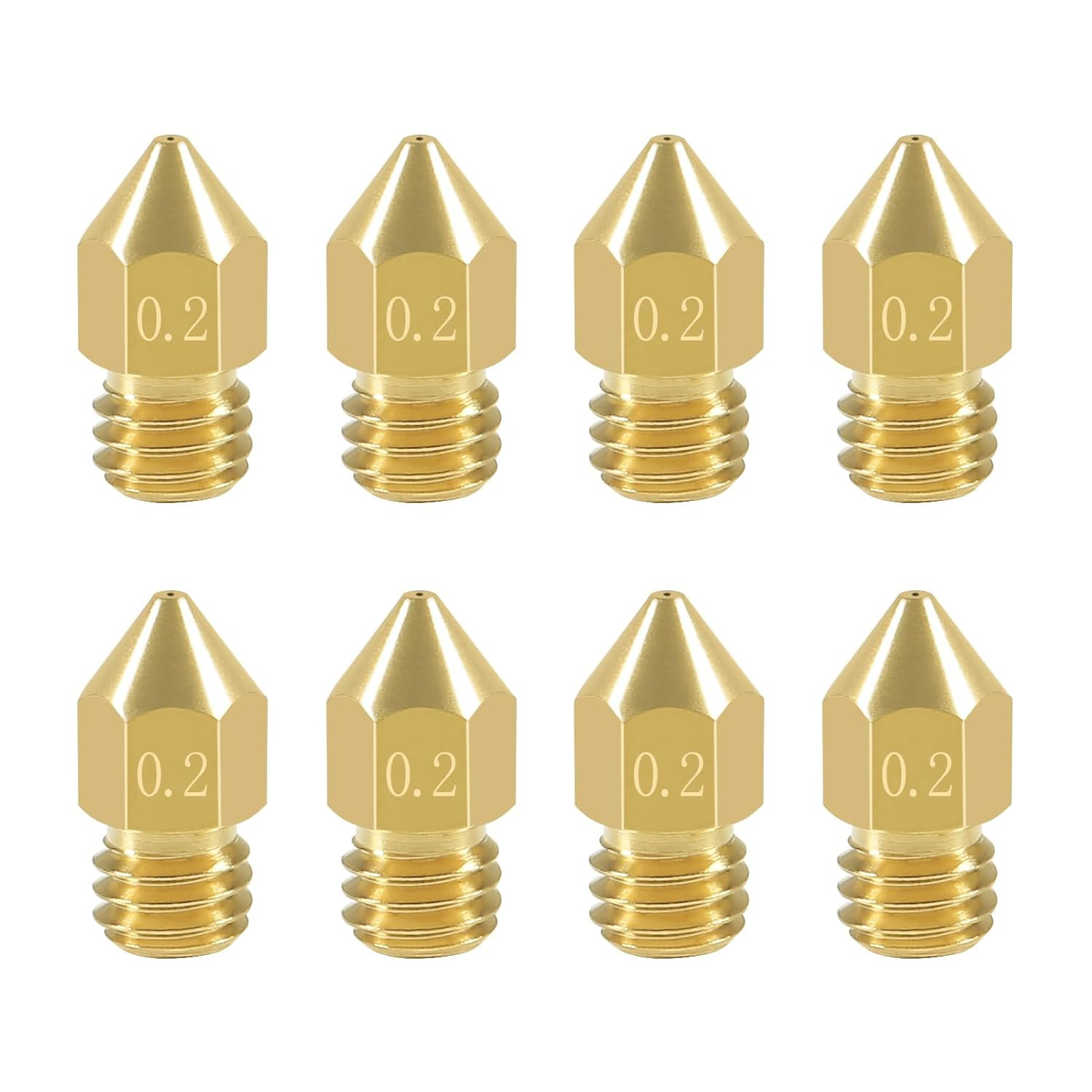 8 Pcs 0.2mm MK8 3D Printer Nozzles for Creality Ender & Makerbot Printers