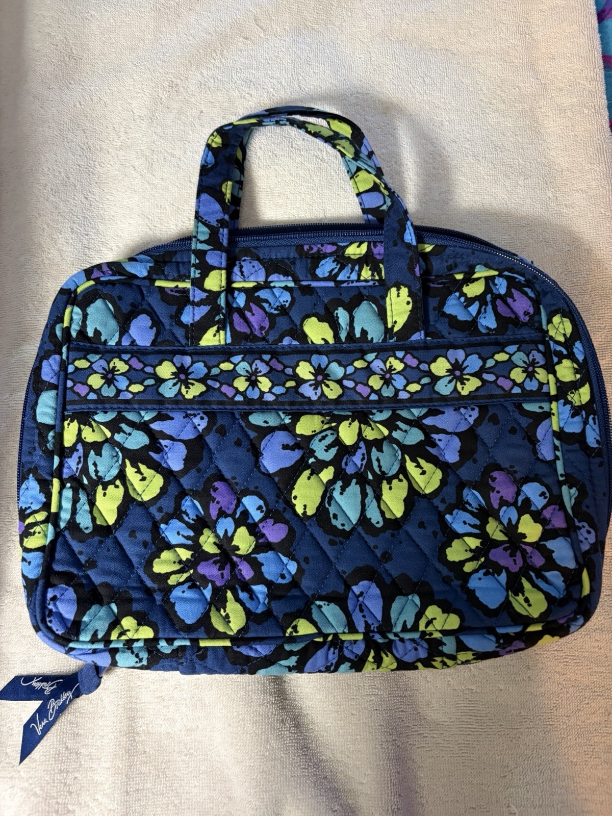 Vera Bradley Mini Tablet/ iPad/ E Reader Sleeve Indigo Pop Padded With Zipper
