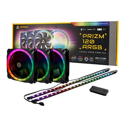 Antec Prizm 120 ARGB 3+2+C 120mm RGB LED Triple Pack Case Fan 120mm 1 Year