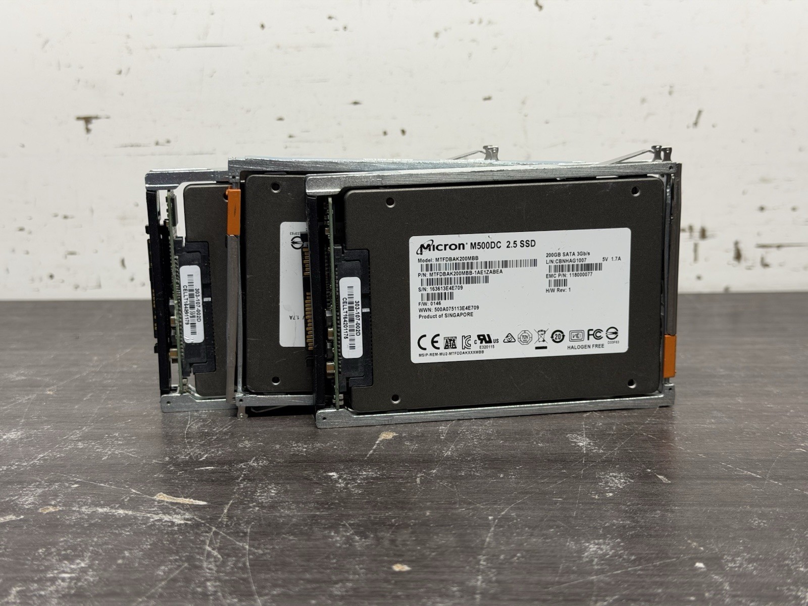 Lot Of 3 Micron EMC 200GB 2.5" SSD MTFDBAK200MBB (90% Health) - A976