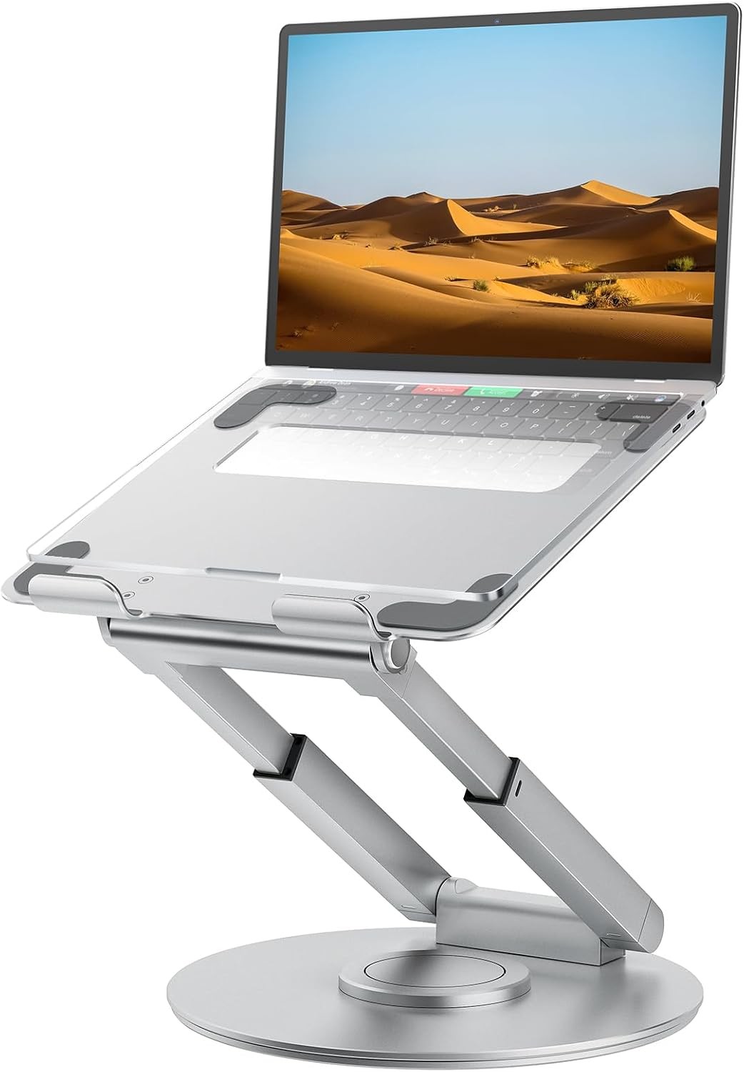 Telescopic Laptop Stand for Desk with 360° Swivel Base, Sit to Stand