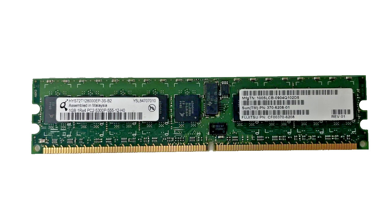 Sun 370-6208 1GB 240p PC2-5300 1Rx4 ECC REG DDR2-667 DIMM SPARC Enterprise T2000