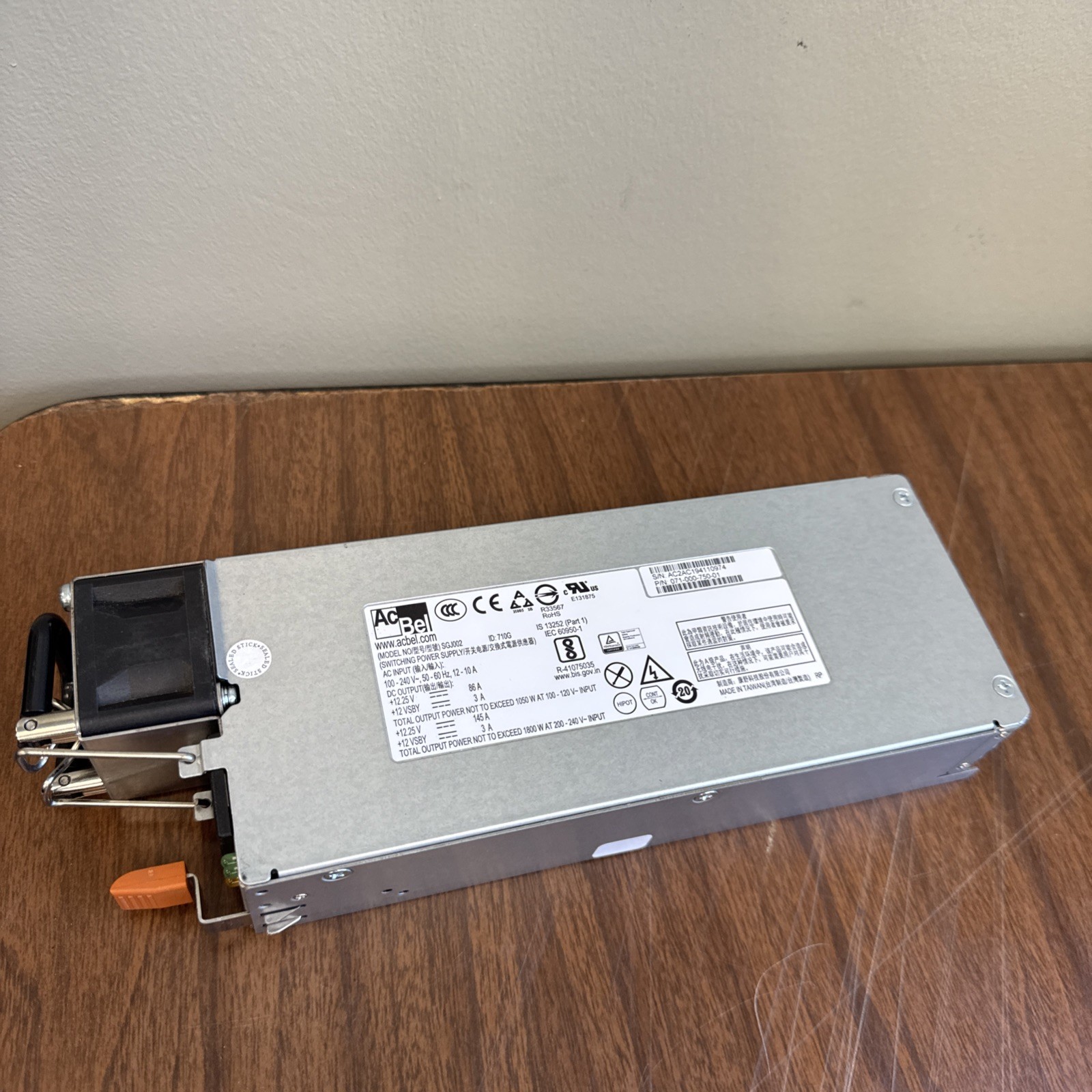 AcBel SGJ002 1800W 80 Plus Titanium Power Supply Dell EMC Unity XT 071-000-750-0