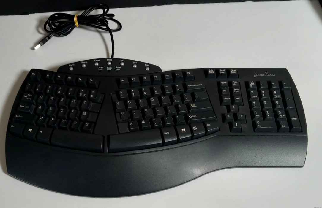 Perixx PERIBOARD-512 Wired Ergonomic Split Keyboard Black KU-9938 - Open Box