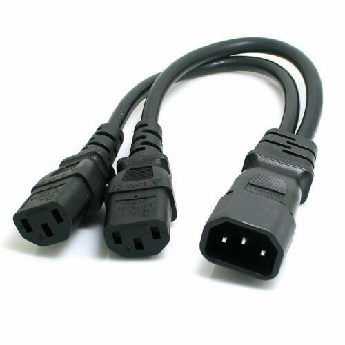 Cablecy Single C14 to Dual C13 5-13R Short Power Y Type Splitter Adapter Cable