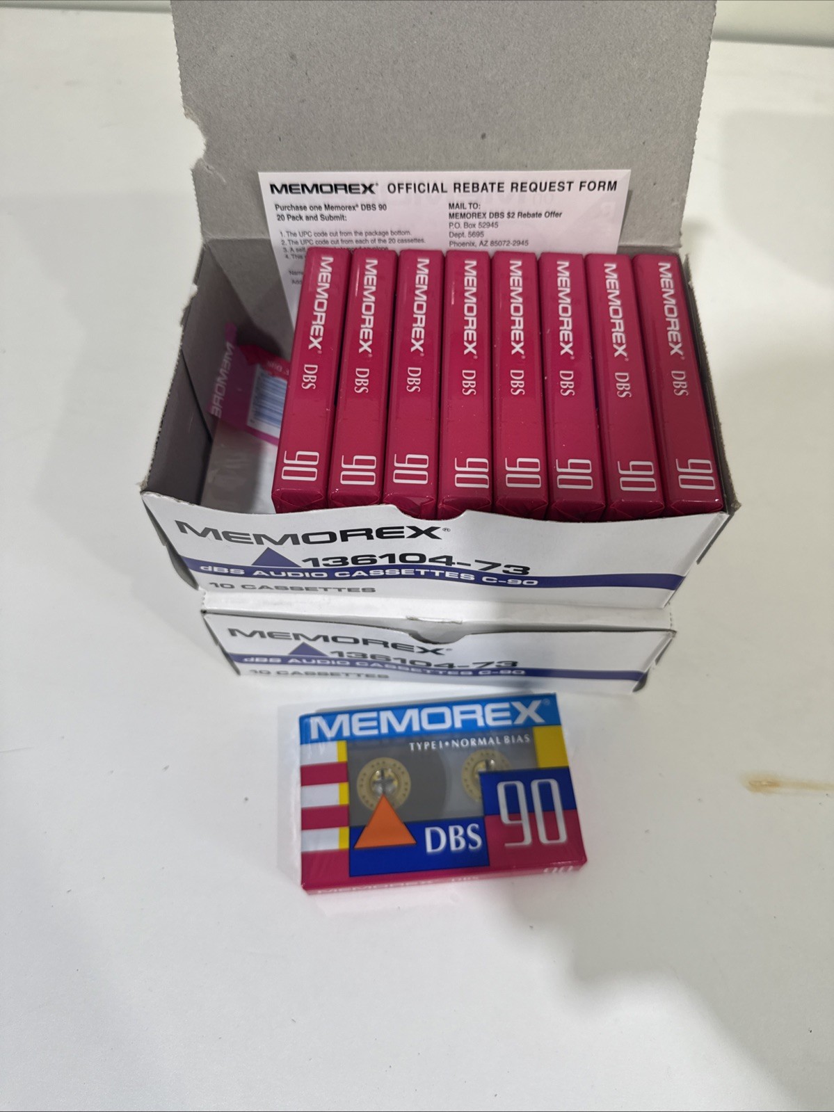 LOT OF 19 MEMOREX DBS 90 BLANK NORMAL BIAS TYPE I CASSETTE TAPES SEALED NEW