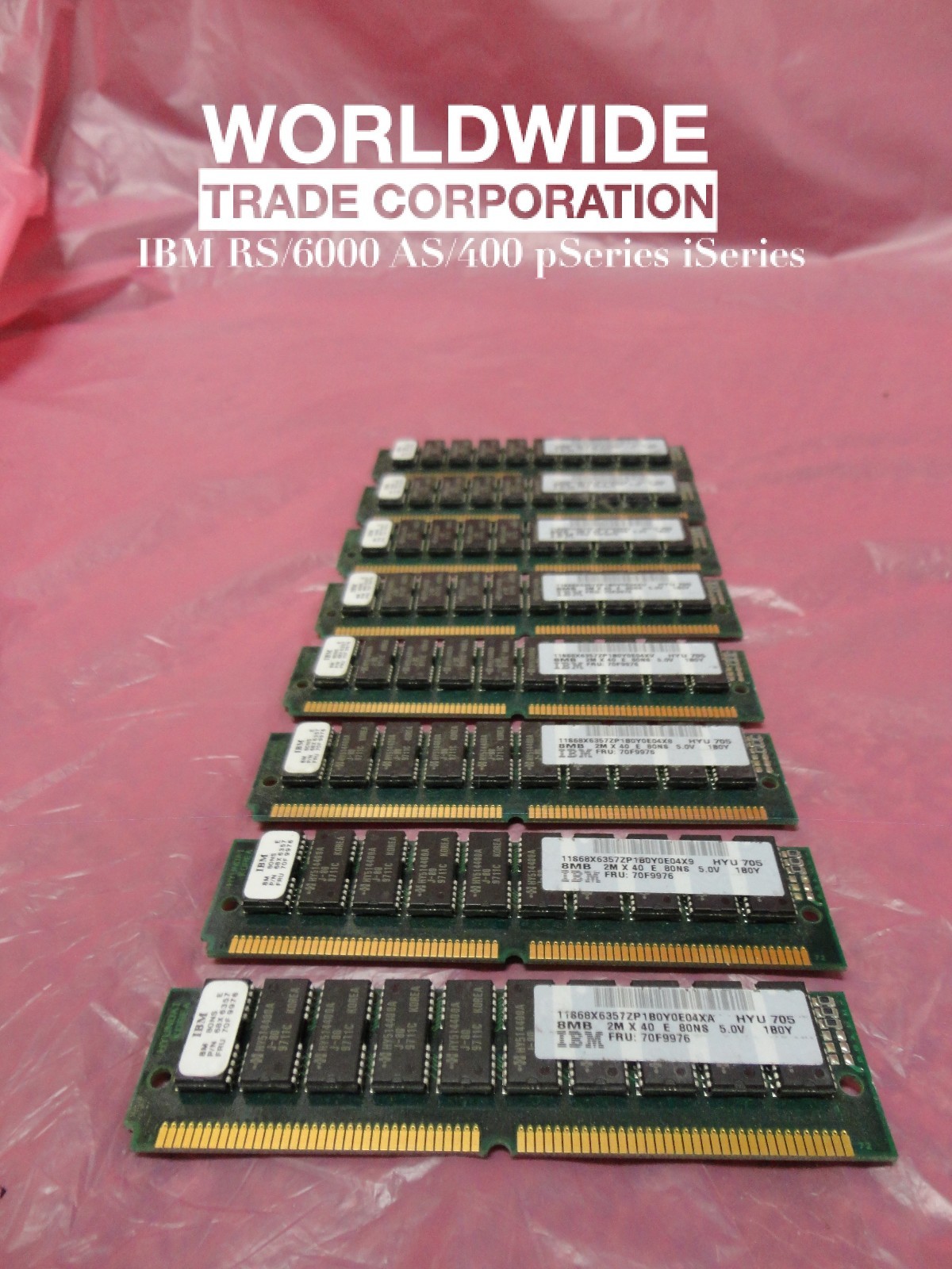 IBM FC# 5064 = 8x PN# 70F9976 68X6357 8MB SIMM (64MB Total) Memory RS6000