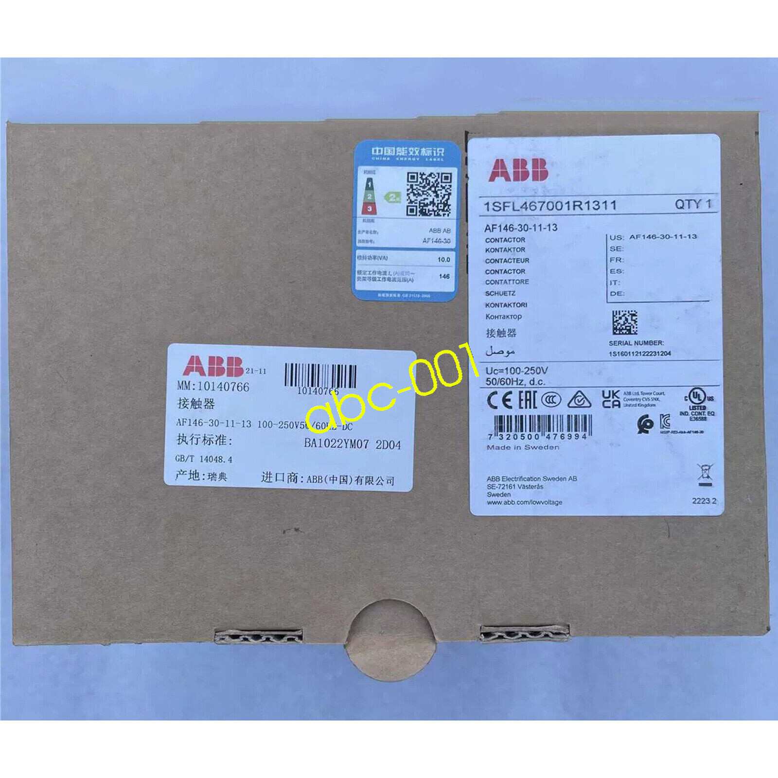 one new abb AF146-30-11-13 100-250V Contactor 