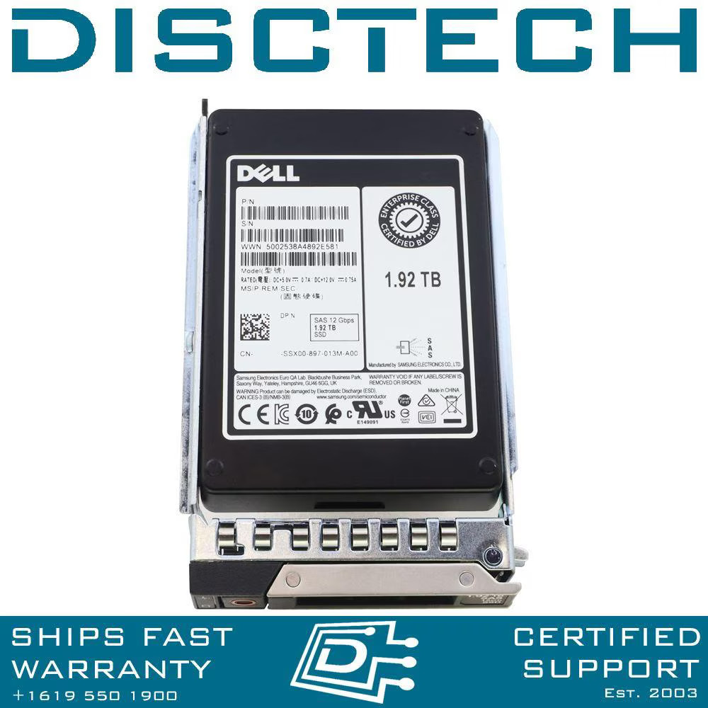 Dell 400-BBQP / D2N1D 1.92TB 2.5" SFF 12Gbps TLC HS 512 SAS SSD PM5-R