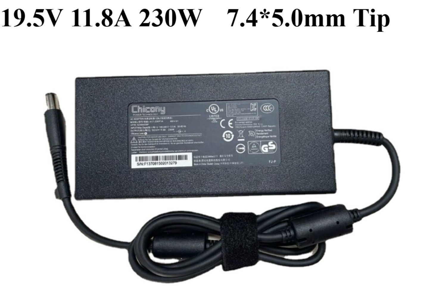 Chicony 19.5V 11.8A 230W AC Adapter A17-230P1A MSI Clevo Gigabyte Charger 7.4mm