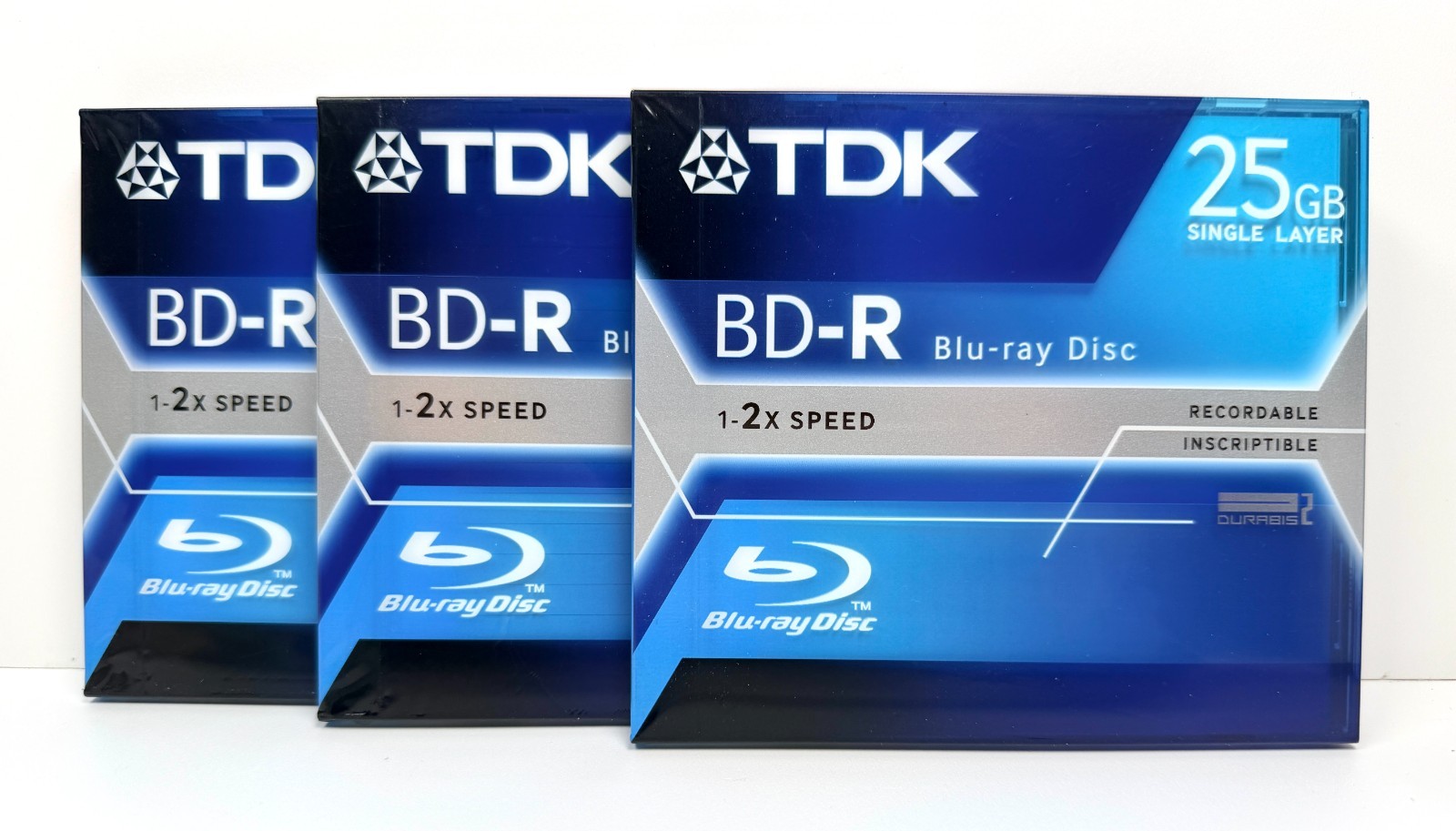 TDK Recordable BD-R  Blu-Ray Disc 25GB 1-2X New Sealed Jewel Case 3-Pack