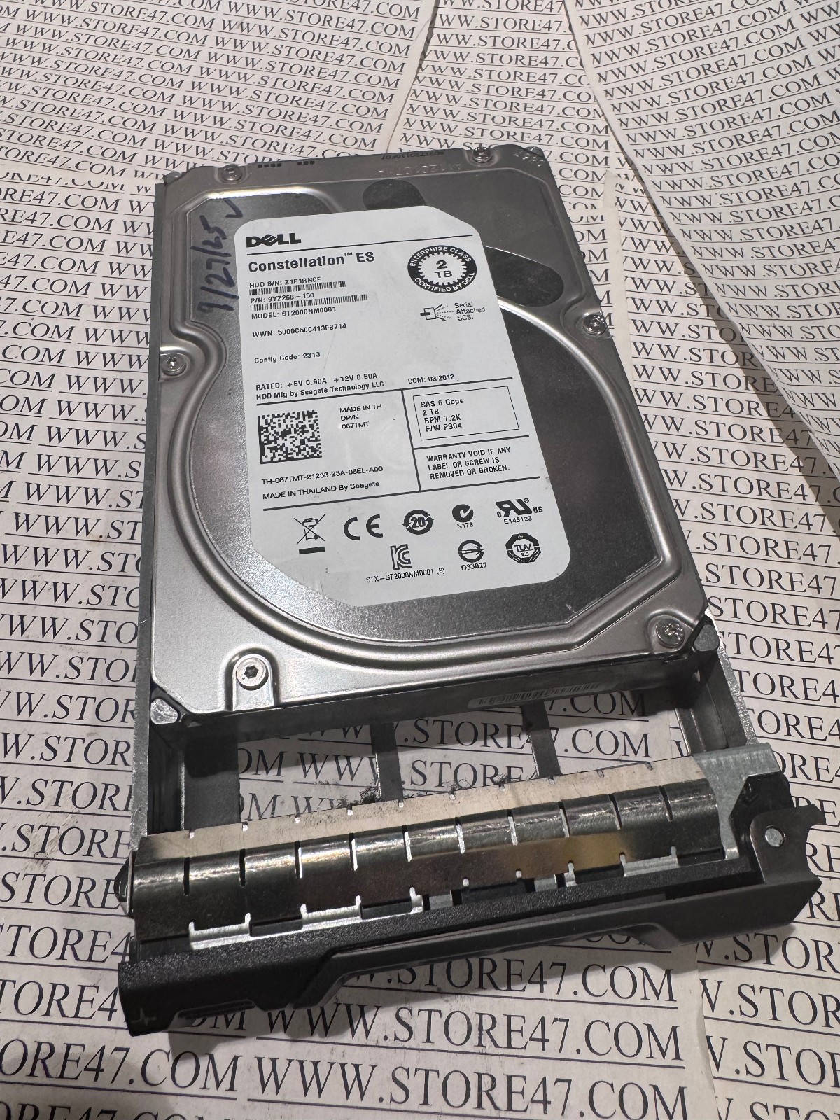 DELL SEAGATE ST2000NM0001 9YZ268-150 067TMT 2TB 7.2K RPM 6Gb/s SAS FW PS04