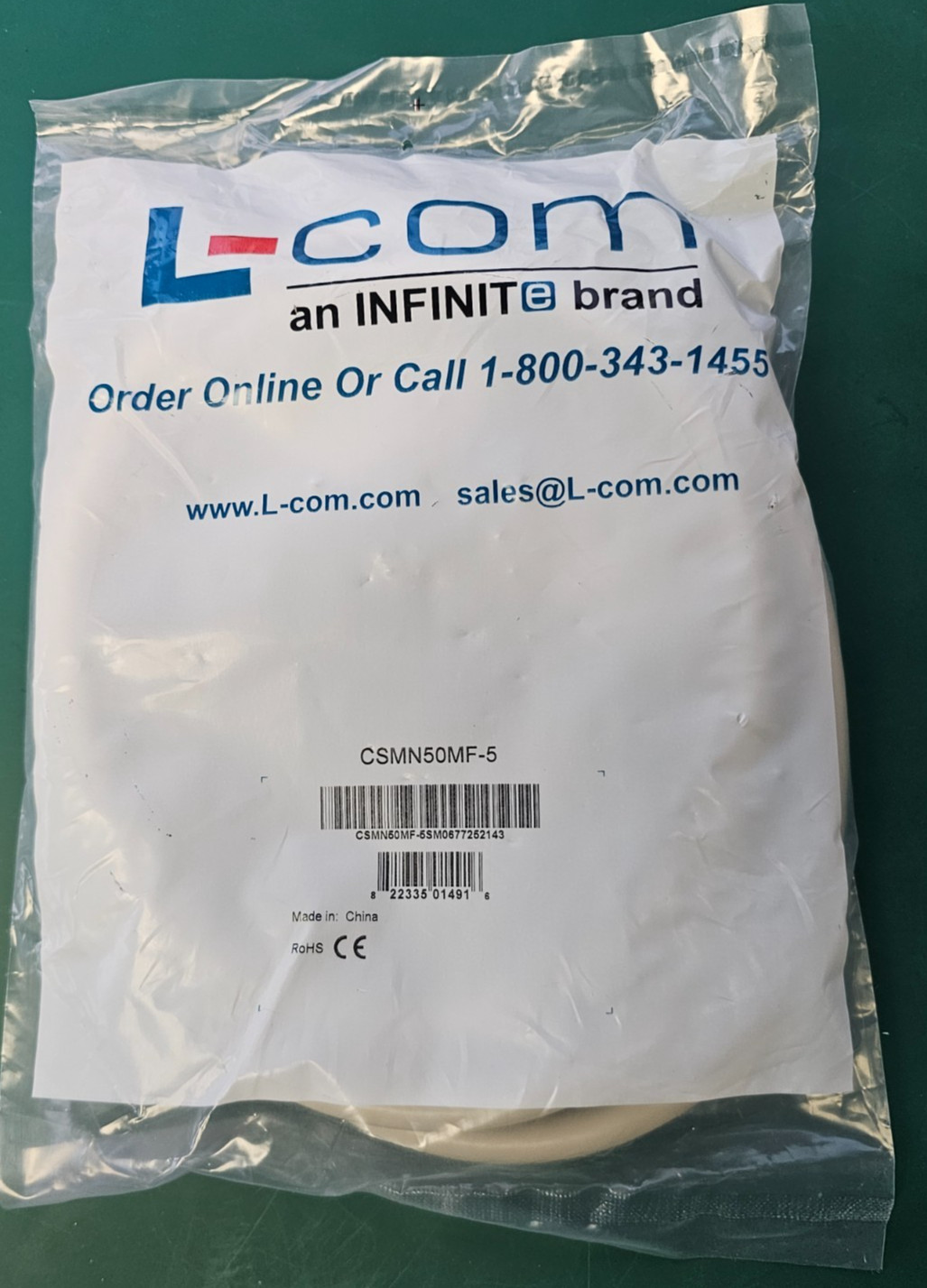 L-com CSMN50MF-5 DB50 Male to Female D-Sub Cable 5 ft Shielded New