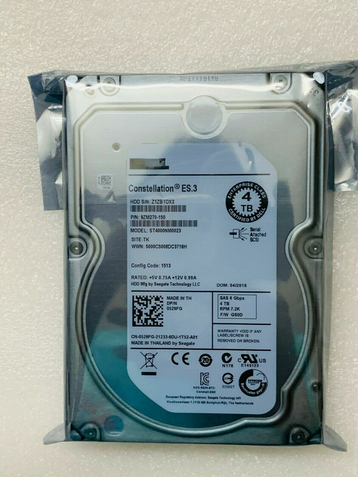 Compatible Dell 529FG ST4000NM0023 4TB 7.2K 128MB Cache 6G SAS HDD Hard Drive