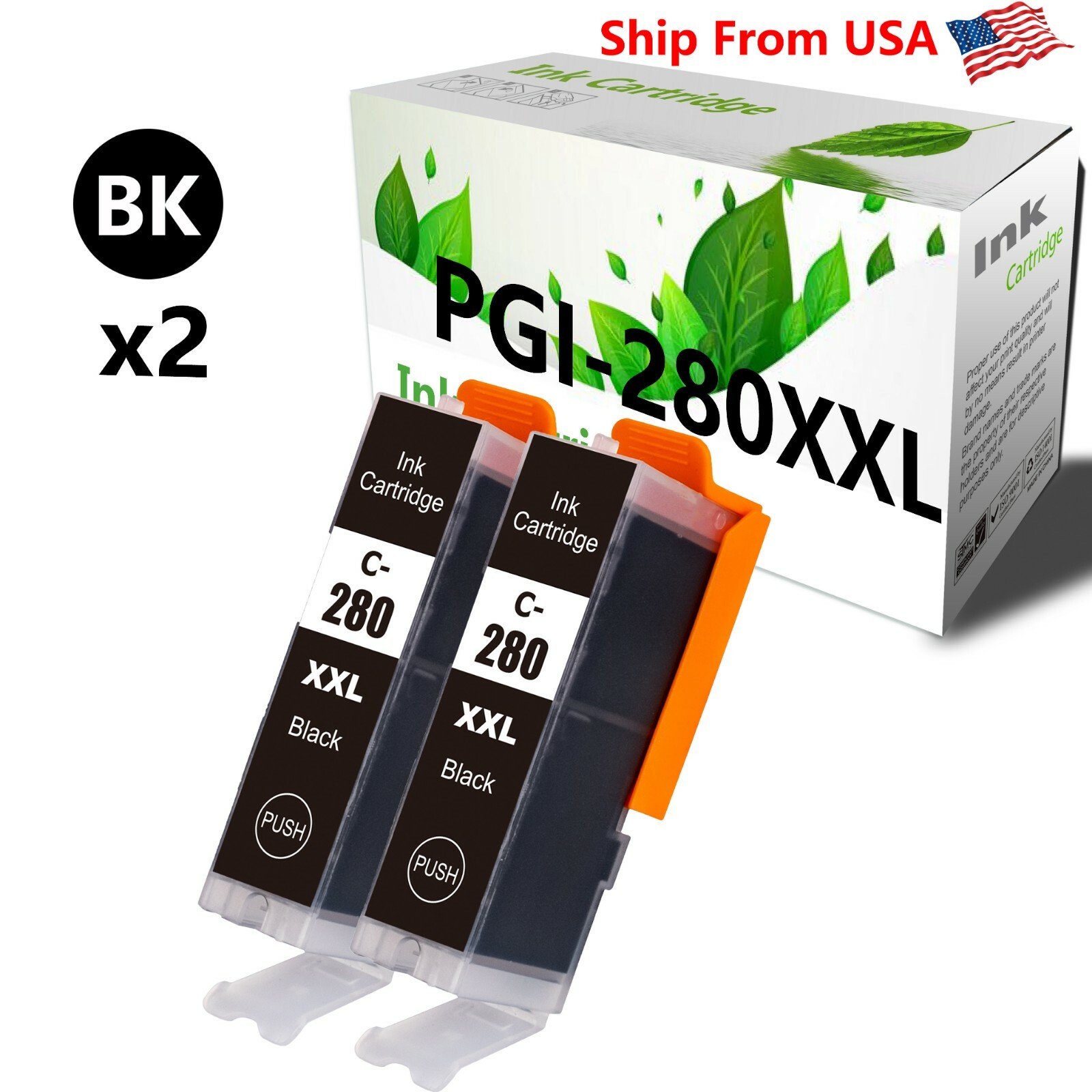 2PK PGI280XXL PGI-280XXL Ink Cartridge for PIXMA TR7520 TR8520