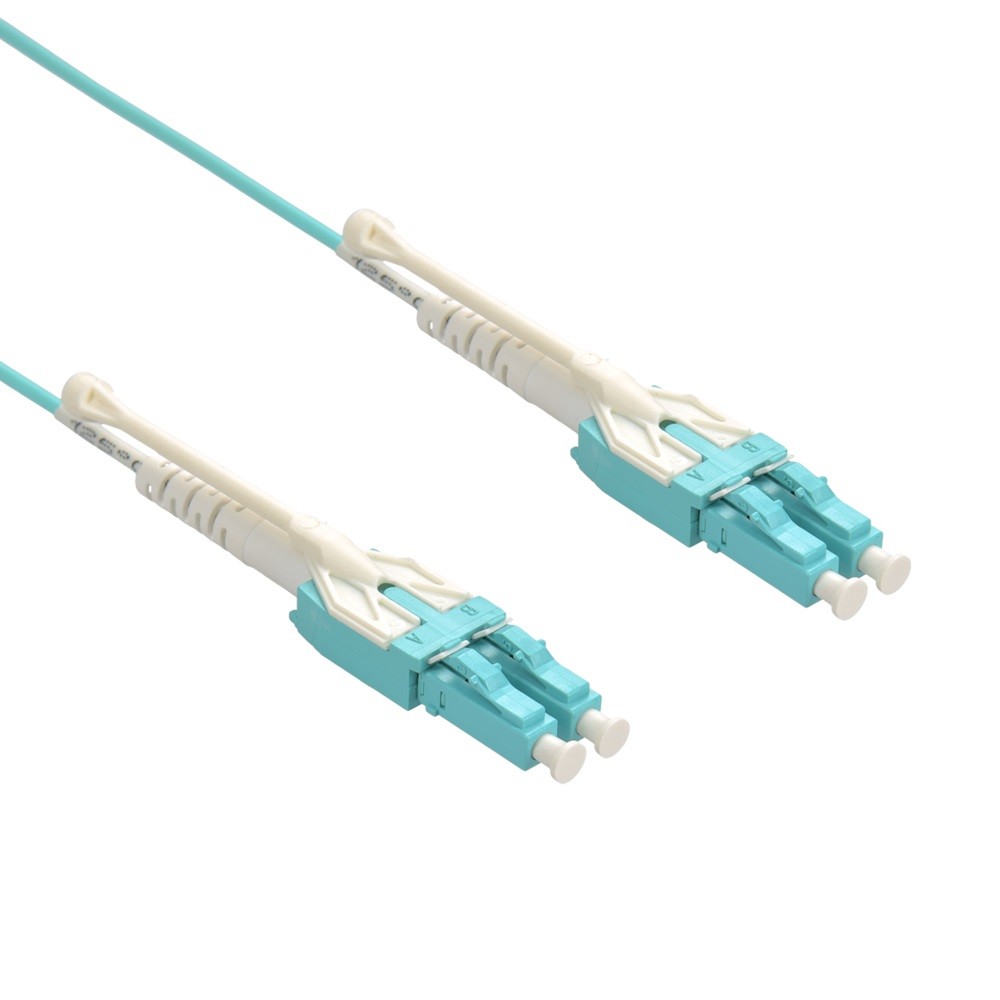 20 Pack of 2m Uniboot LC/UPC-LC/UPC OM3 Multimode Duplex Aqua Fiber Optic Patch