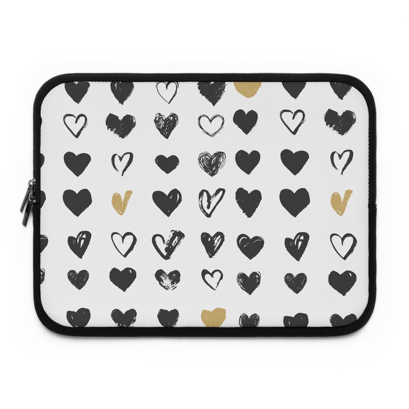 Laptop Sleeve black and gold hearts