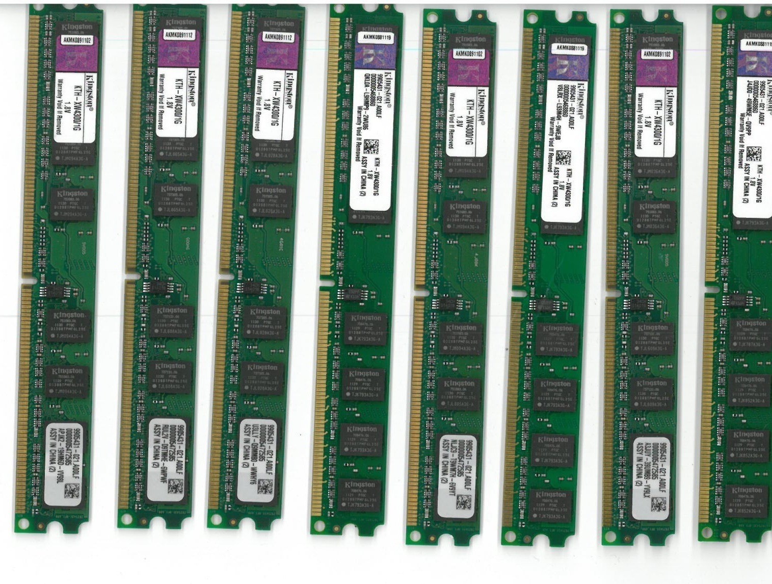 Lot of 8 Kingston KTH-XW4300/1G 1GB DDR2 667MHz PC2-5300 Desktop RAM HP xw4300