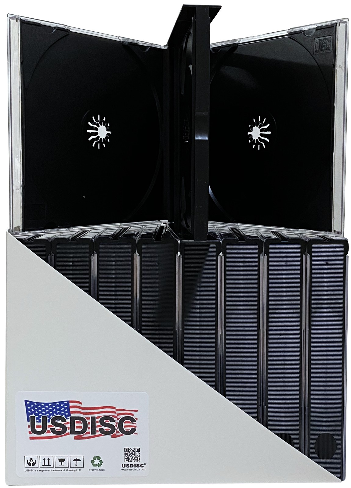 USDISC CD Jewel Cases Chubby 22mm, Quadruple 4 Disc (Black) Lot