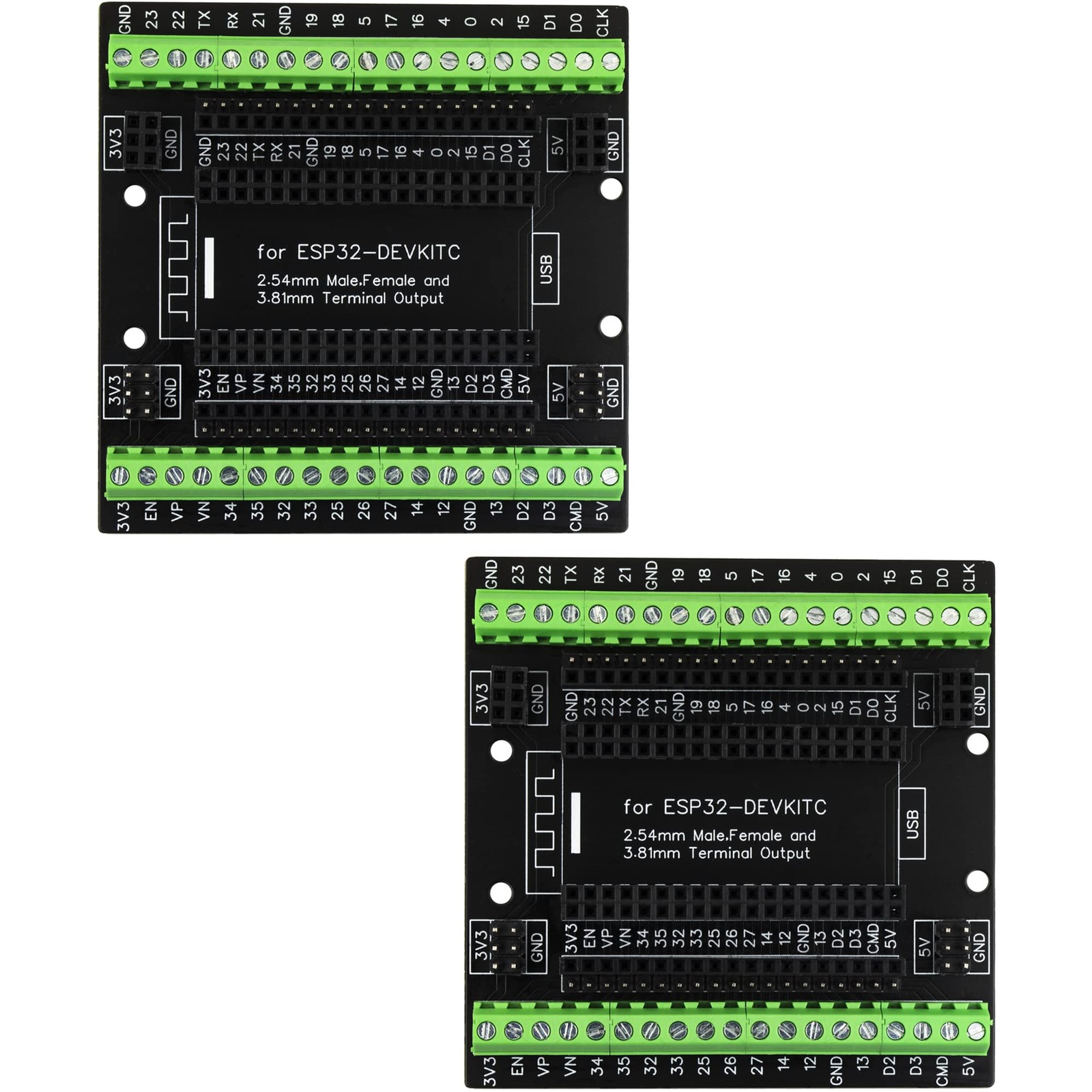 2 PCS Super Breakout Board 3.81mm/0.15 Inch Terminal Block Fits ESP32 Module