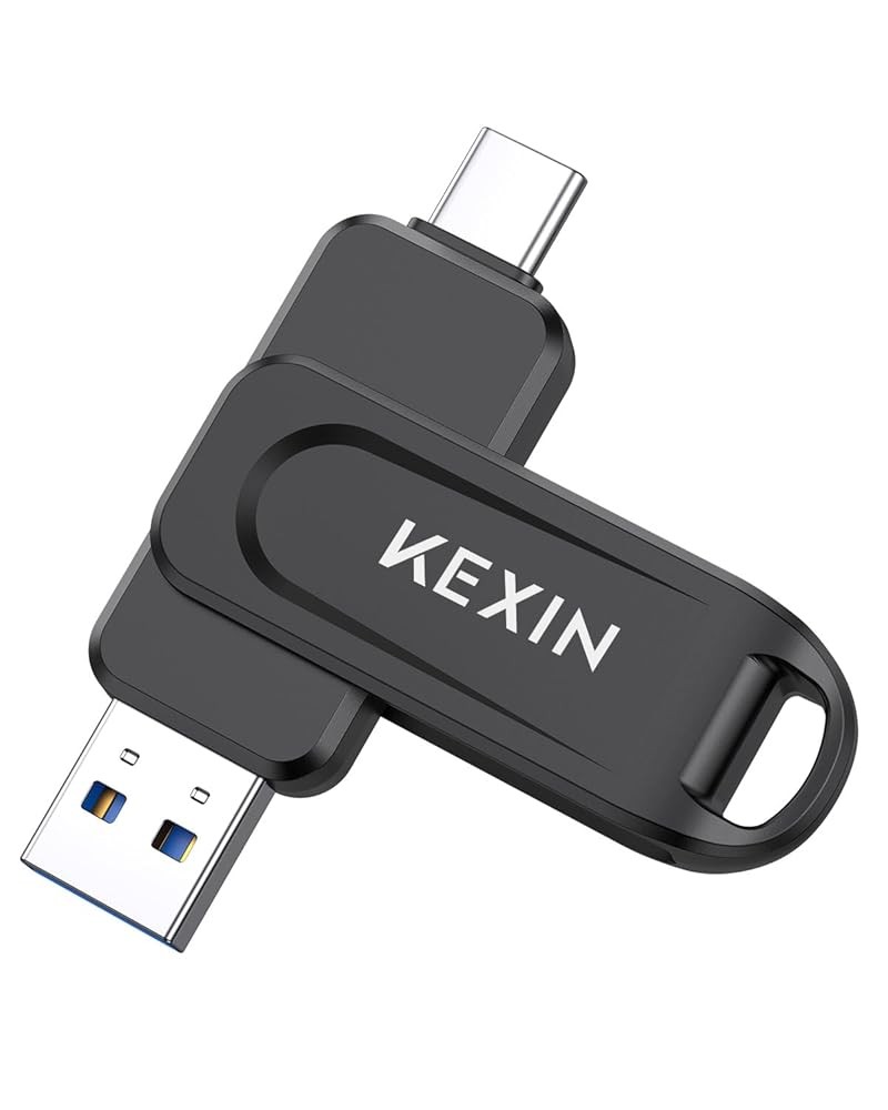 Kexin 2 in 1 Black 2.0 3.0 USB 32G 64G 128G Flash Drive Dual Drive Memory Stick