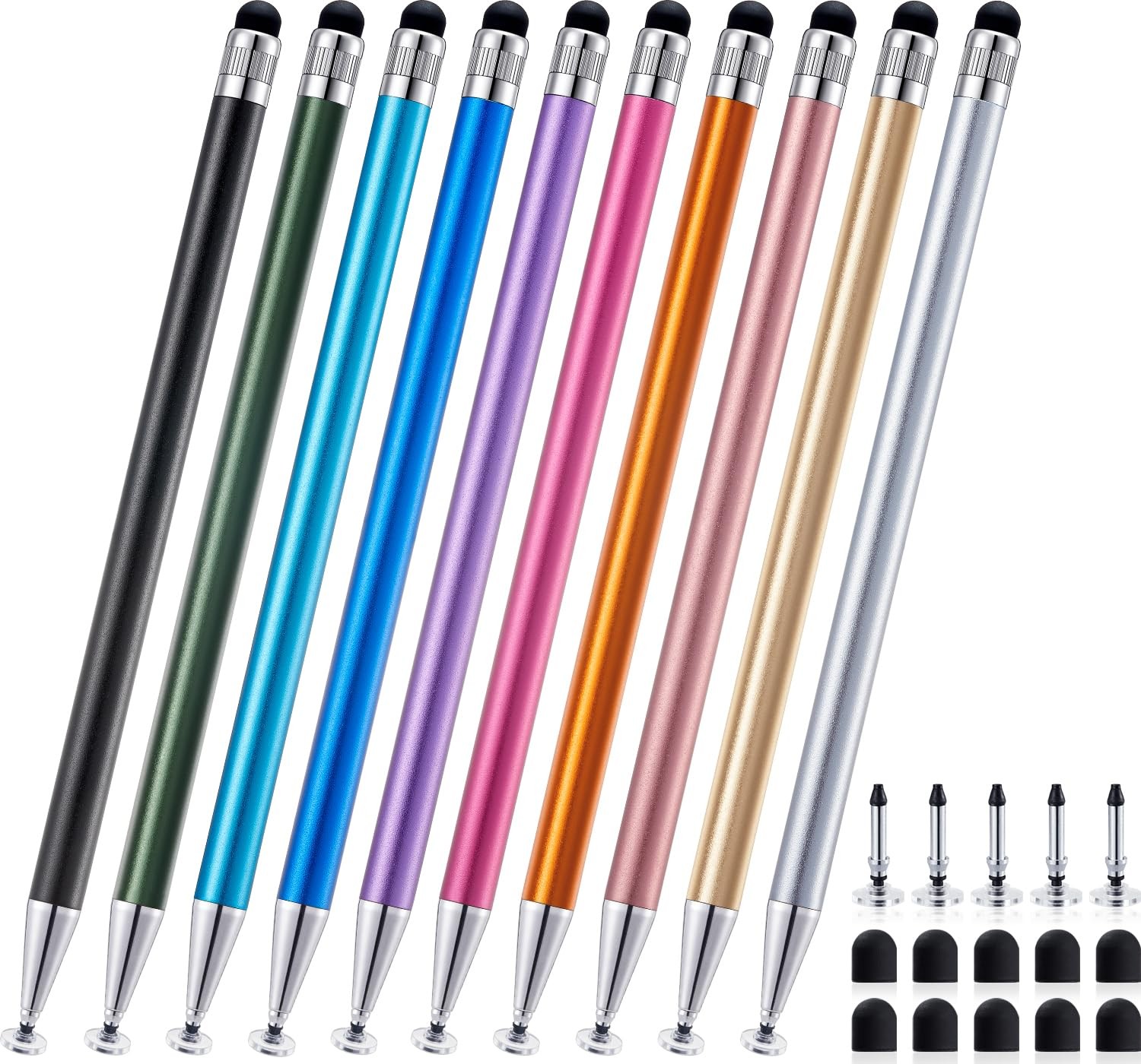 LINFANC 10 Pcs 2-in-1 Stylus Pen for Touchscreen, High 10 Multicolor 