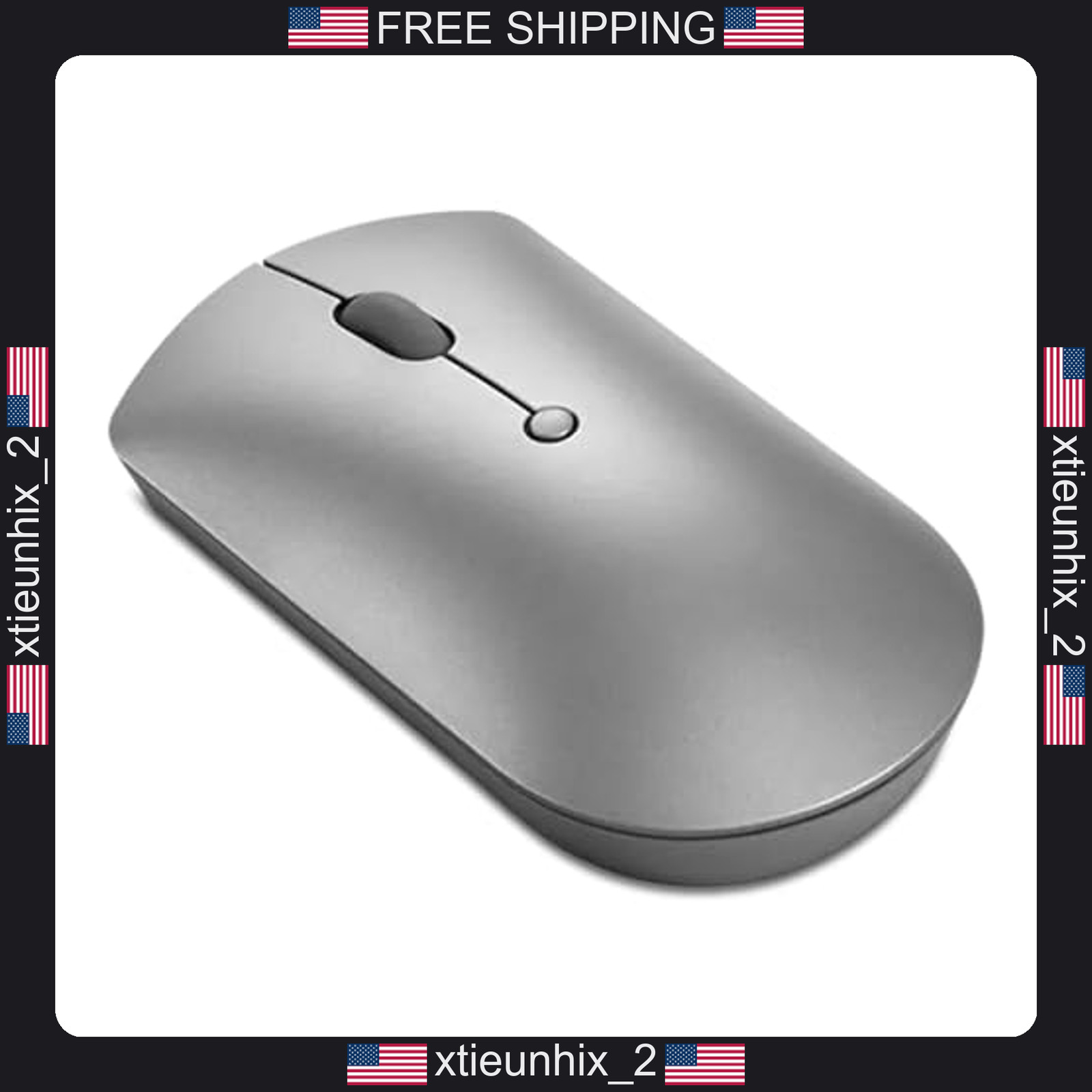Lenovo Bluetooth Silent Mouse 4-Button, Adjustable DPI, Gray