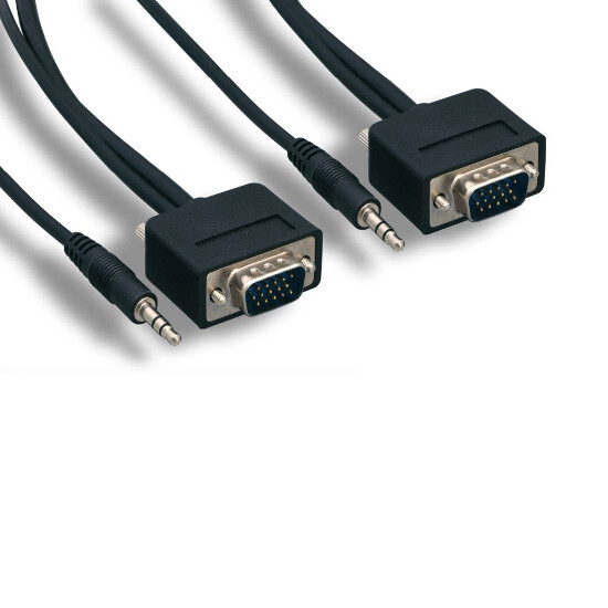 Kentek 35ft Ultra Slim SVGA HD15 w 3.5mm AUX Video Audio Cable for TV PC Monitor