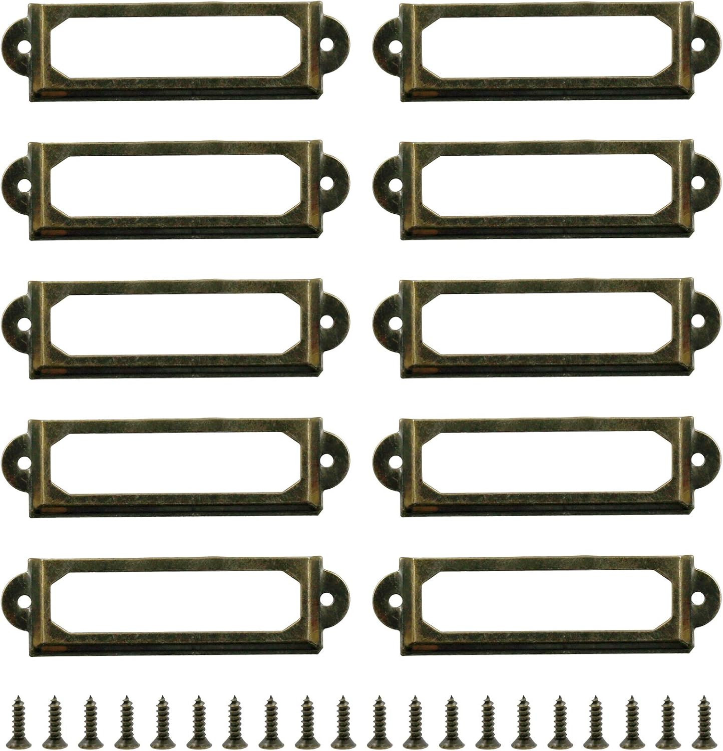 50Pcs Antique Label Holder 2" X 0.67" Metal Name Card Frame for Office Library F