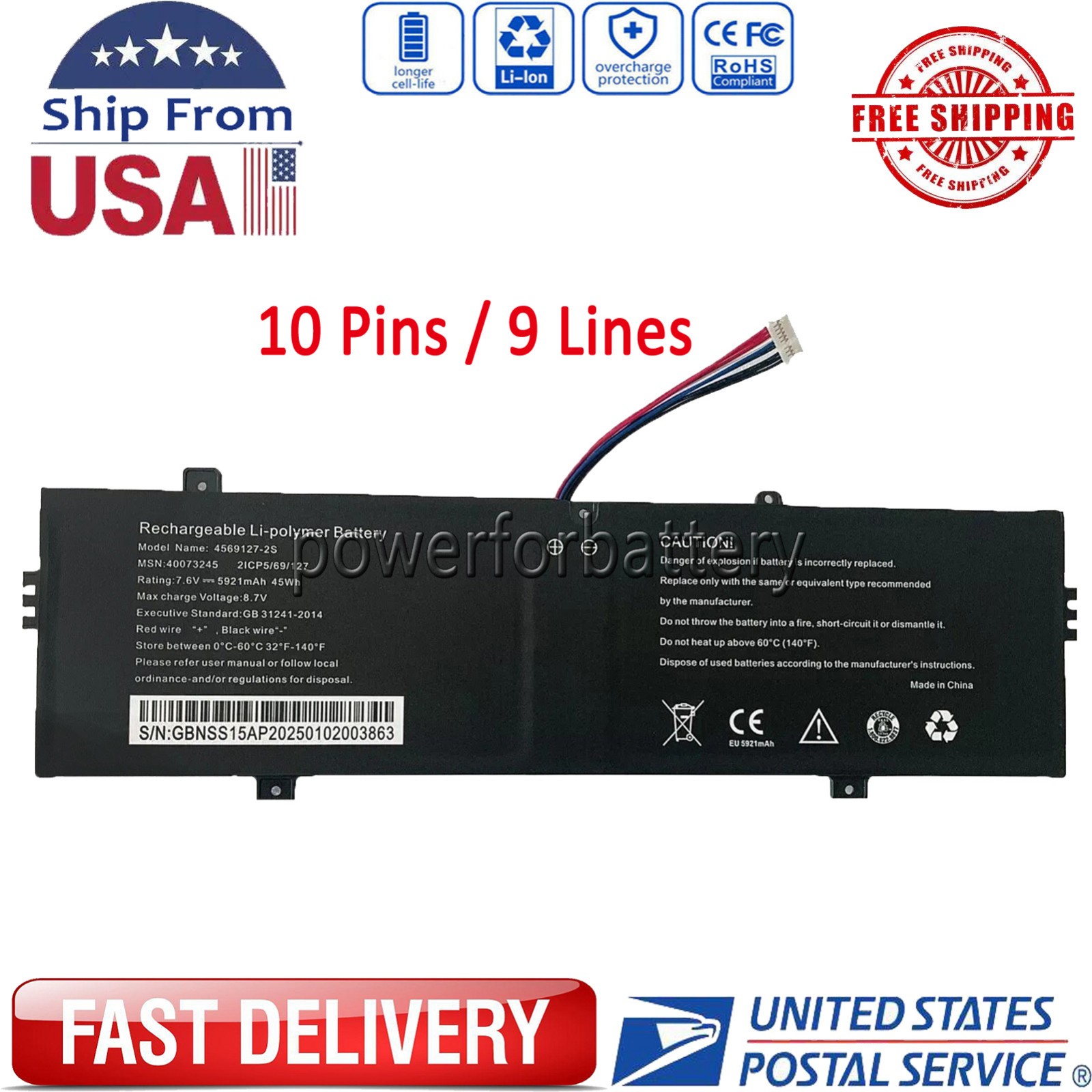 10Pin 9Line New Battery For Medion E14301 E15301 E15302 4569127-2S NV-3285128-2S