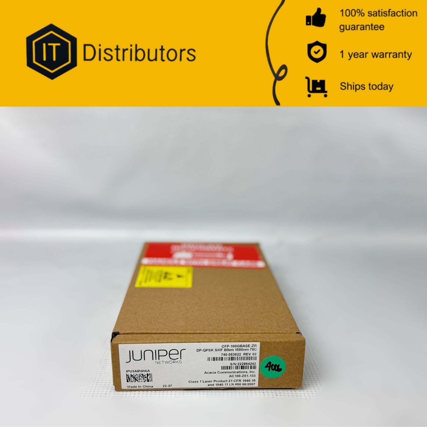 Juniper CFP-100GBASE-ZR / New Open Box / 1 Year Warranty / Ships Today