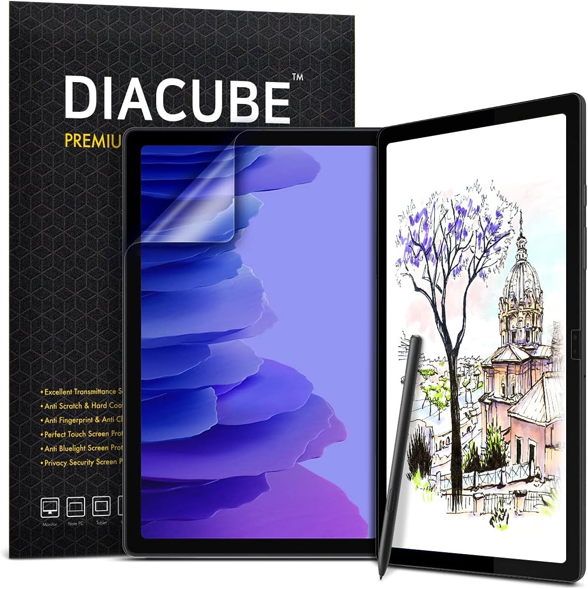 1+1 Pack For Galaxy Tab A7 10.4, Matte Anti Glare Screen Protector with Blue Lig