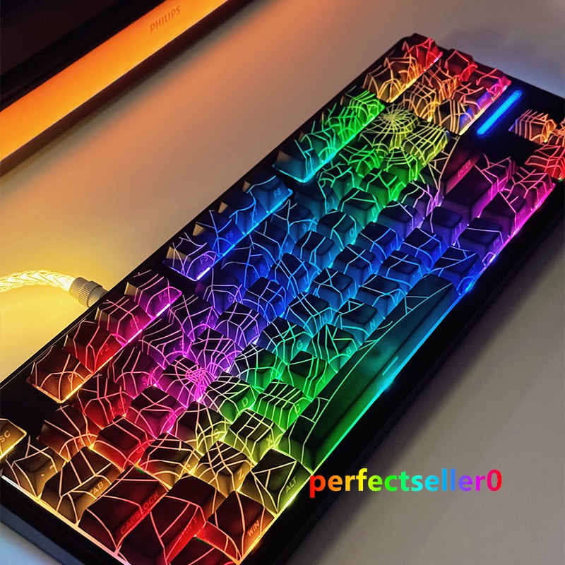 Spider Web Keycap Cherry MX PBT Side Engraved 120+ Keys For Mechanical Keypad