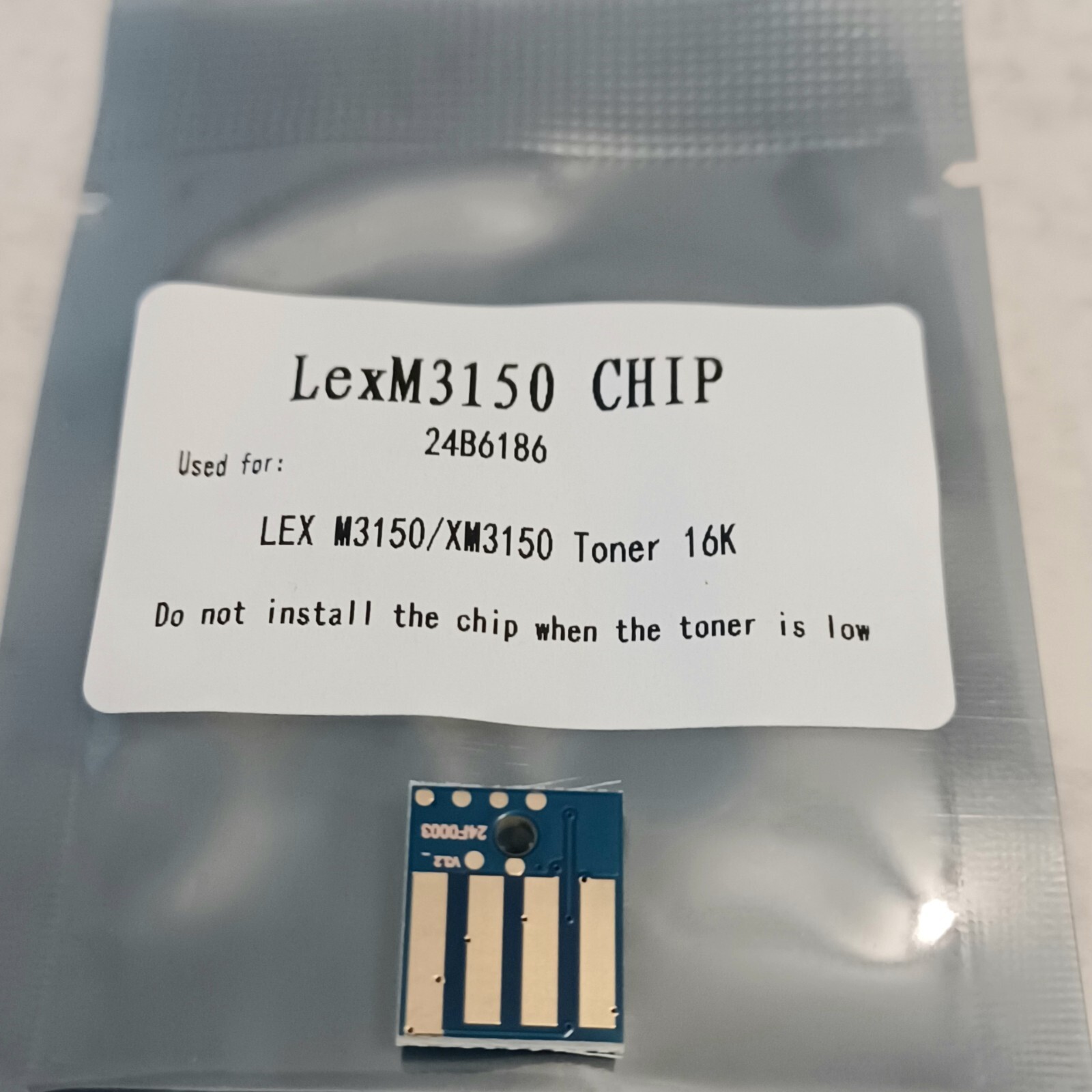 (16,000 pages) Toner Chip for Lexmark 24B6186, M3150, XM3150 Printer Refill