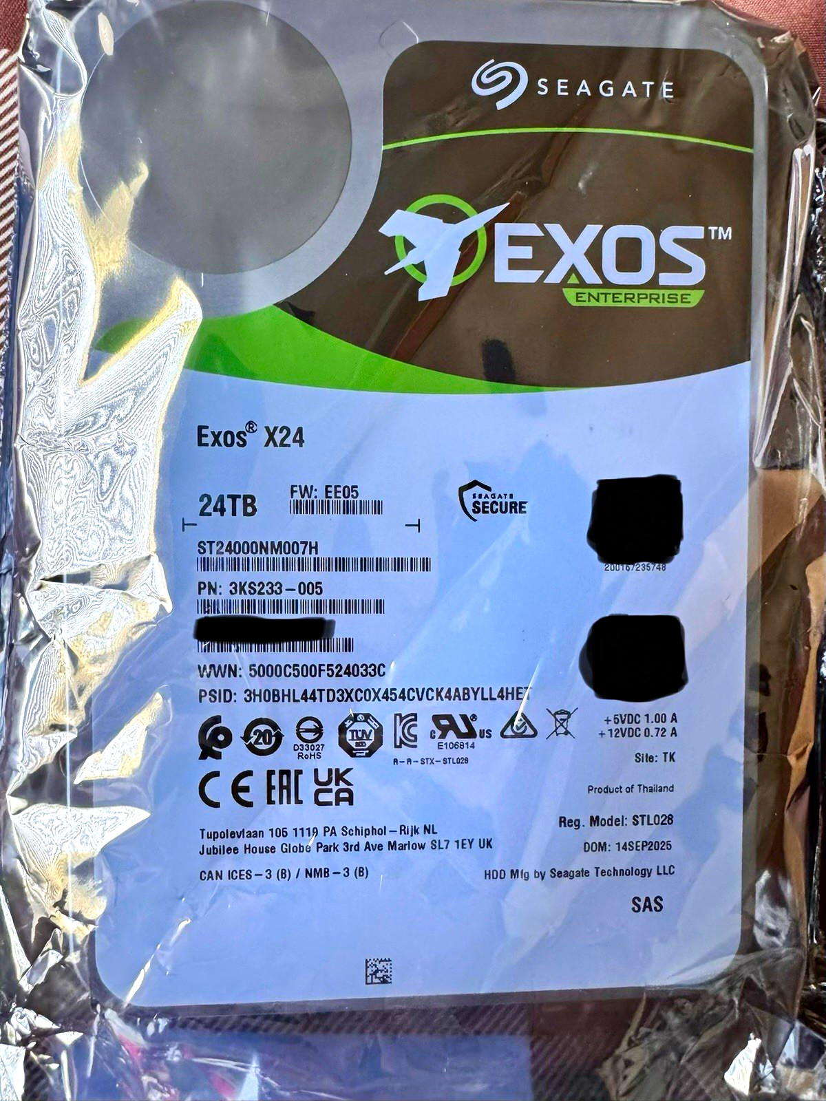 Seagate Exos X24 24TB Enterprise HDD 3.5” SAS ST24000NM007H - New Sealed