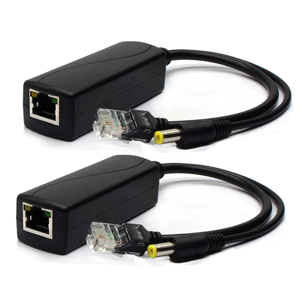 ANVISION 2-Pack Active 48V to 12V PoE Splitter Adapter, IEEE 802.3af Black