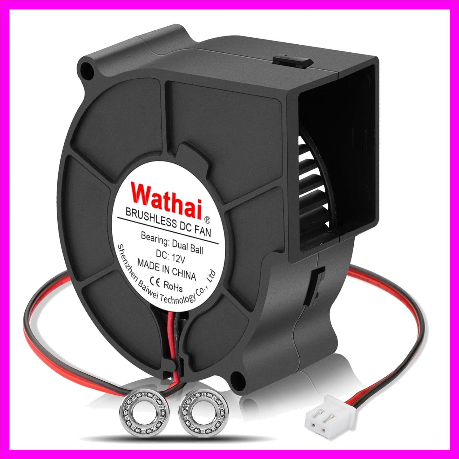 75mm x 30mm 12V Blower Cooling Fan Dual Ball 12 Volt DC Centrifugal Fan 2pin ...