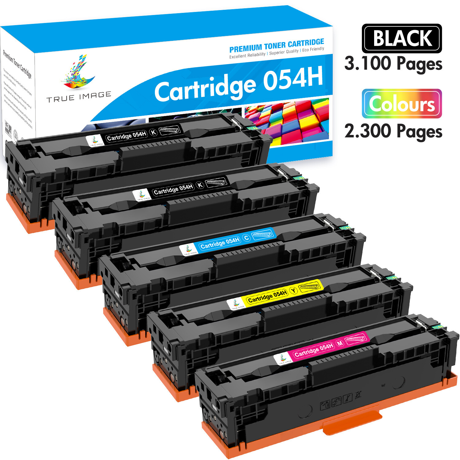 5pk CRG 054 054H Toner Cartridge for Canon Imageclass MF641Cdw MF644Cdw MF641Cdw