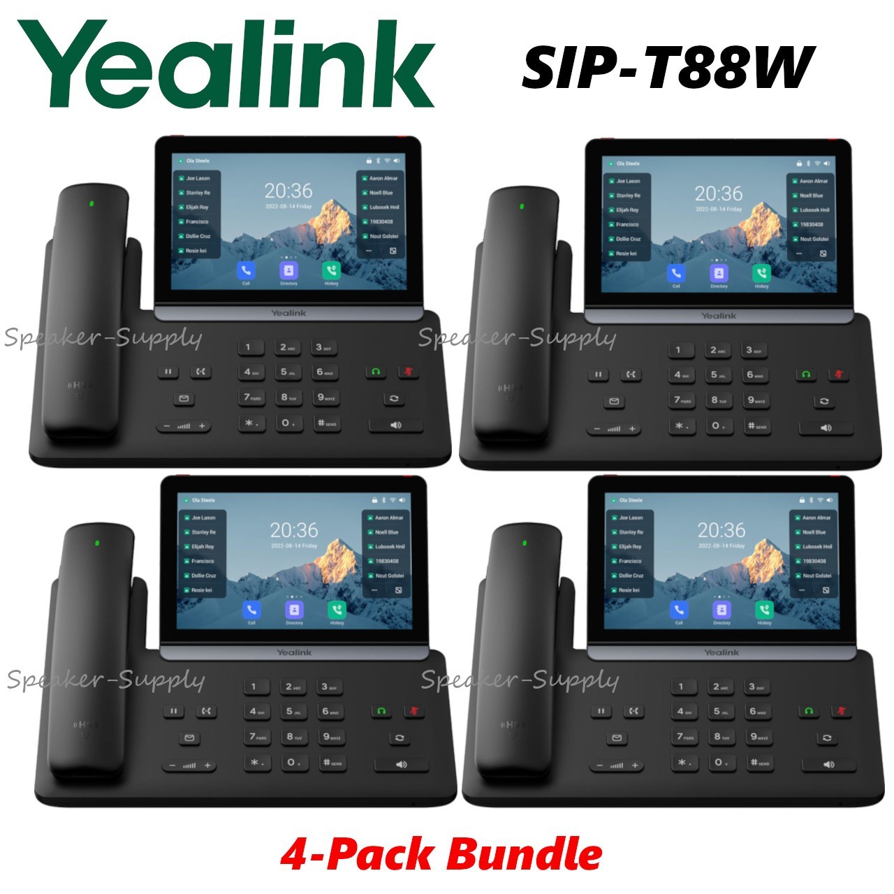 4 Yealink YEA-SIP-T88W WiFi 6 IP Desk Phone w/ 7" Touchscreen SIP-T88W 1301226