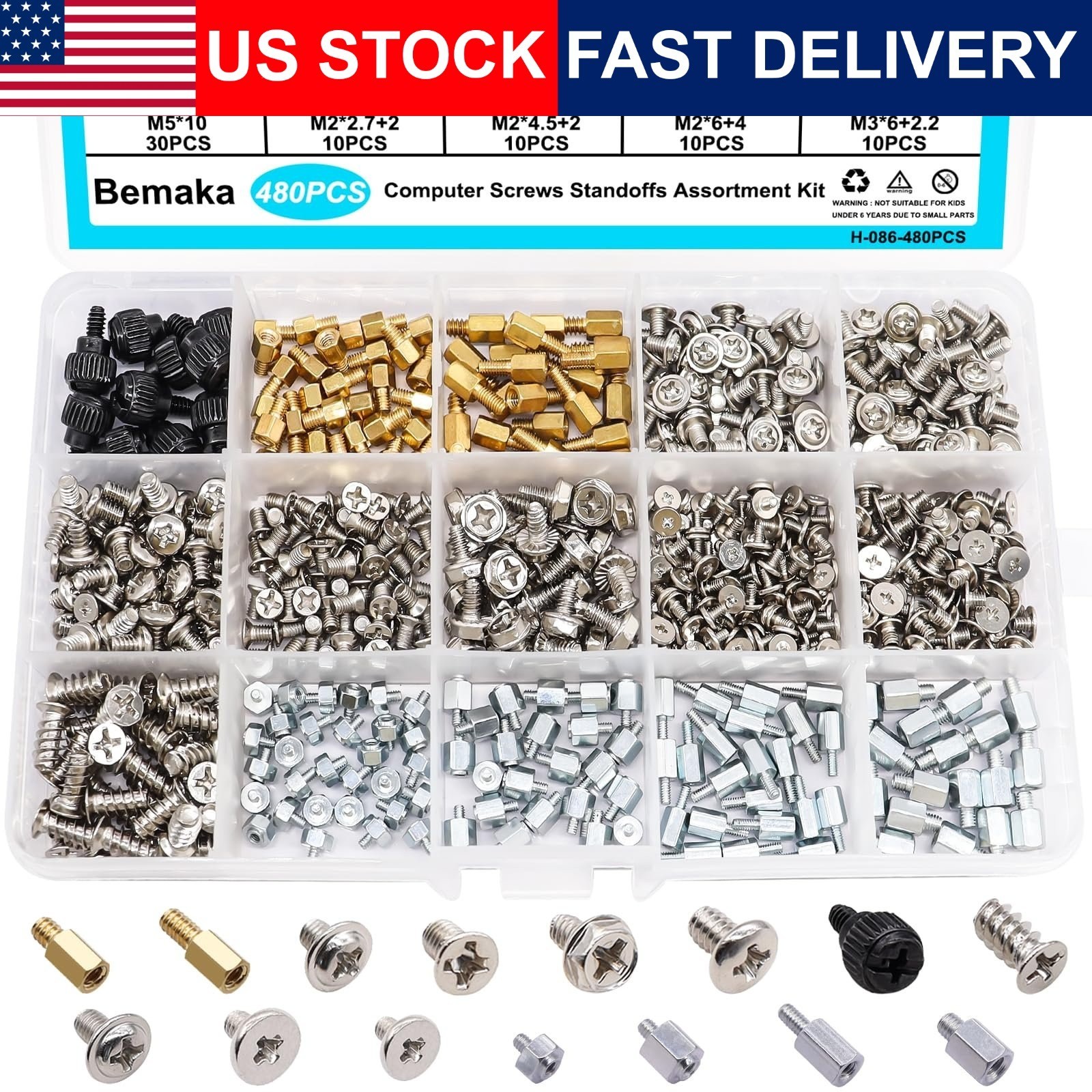 M.2 Screws Motherboard Standoffs Kit 480PCS NVMe SSD Mounting PC Case Fan HDD 15