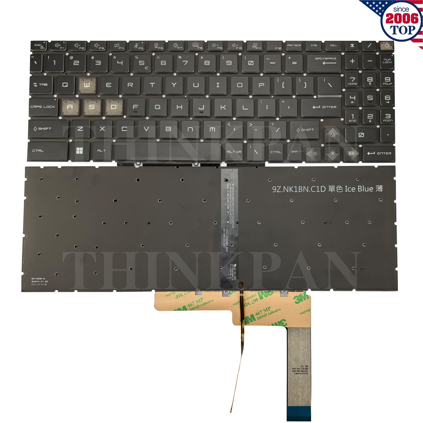 New US Blue Backlit Keyboard for MSI Cyborg 15 A12VE A13VE A13UC MS-158P MS-15K1