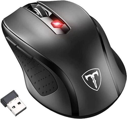 NEW VicTsing Wireless Gaming Mouse Ergonomic Adjustable DPI Level 6 Button Black