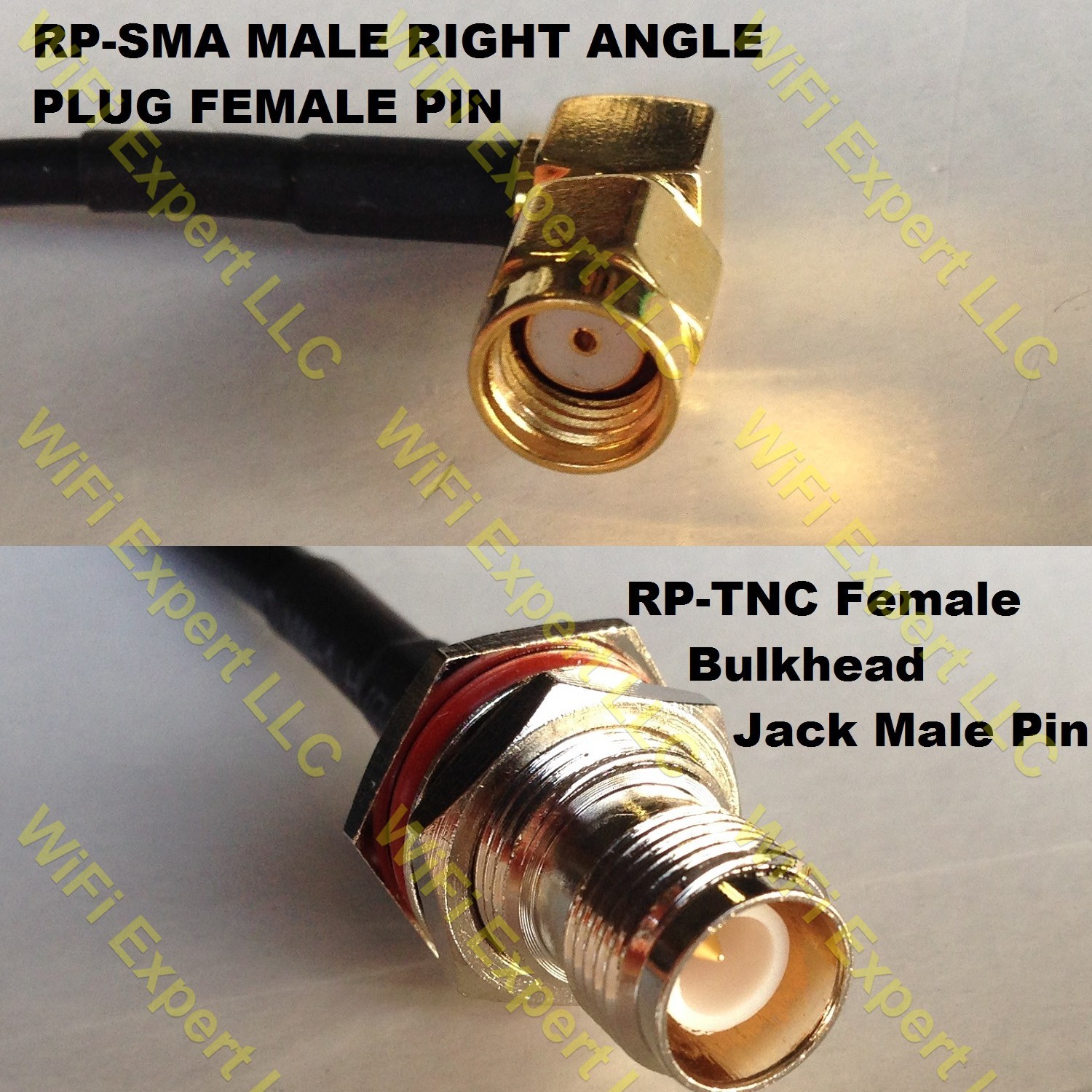 USA-CA RG188  RP-SMA MALE ANGLE to RP-TNC FEMALE BULKHEAD Coaxial RF Pigtail Cab