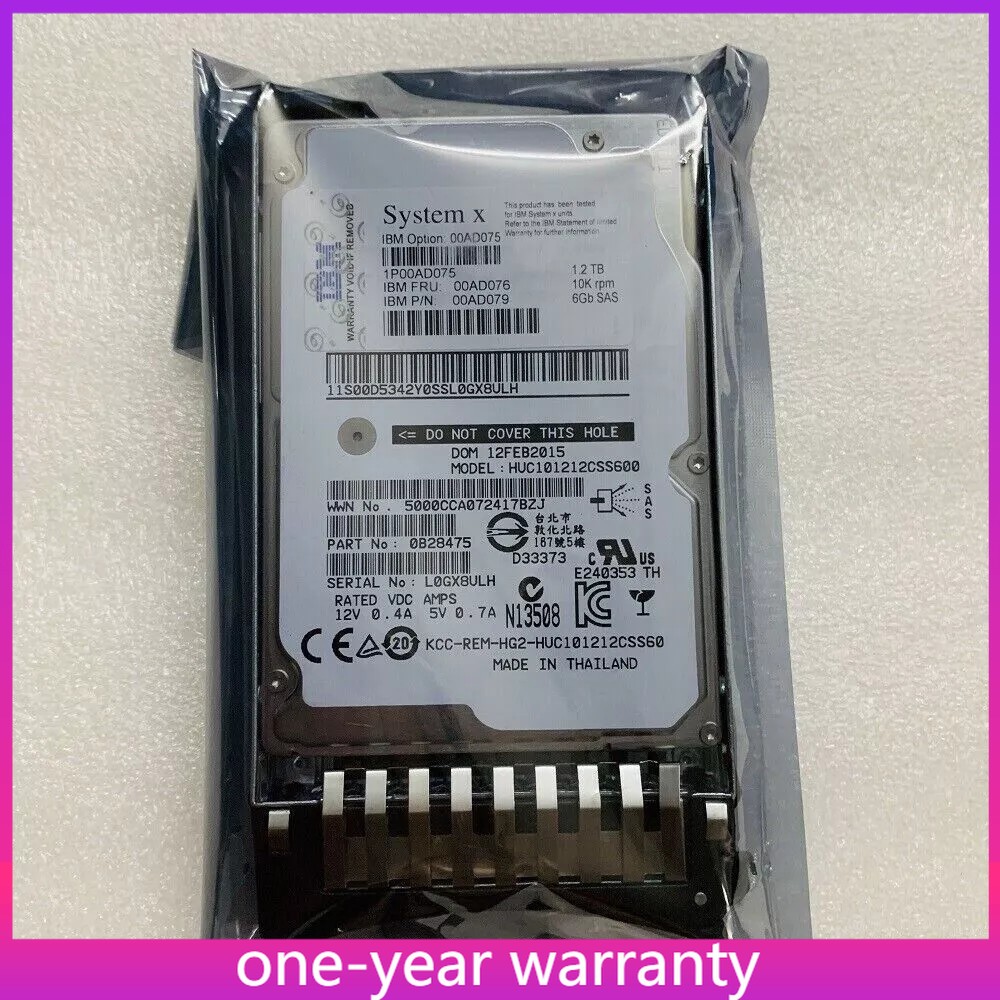 IBM 1.2TB 00AD076 00AD075 00AD077 00AD079 10K 6G 2.5" G2HS SFF SAS Hard Drive
