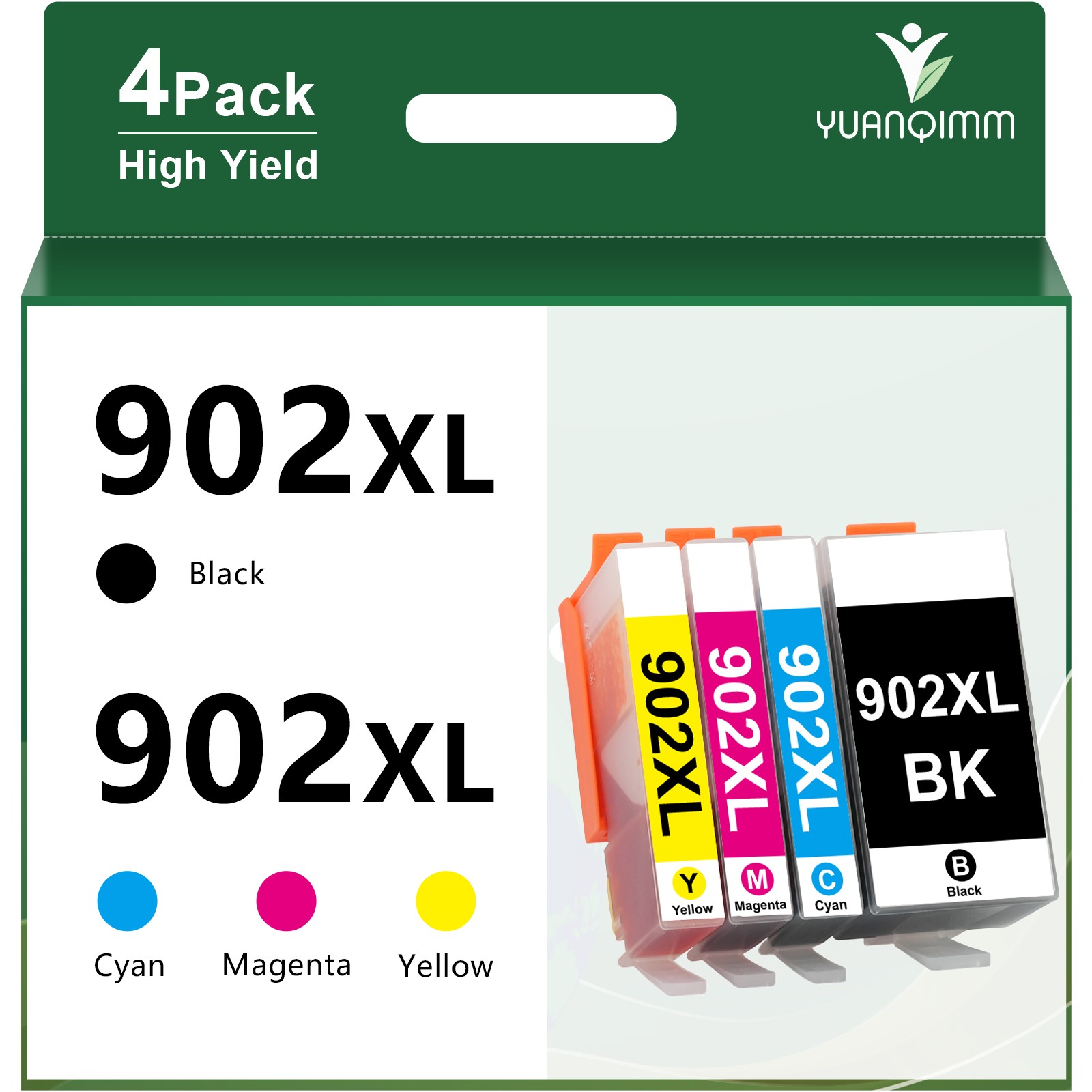 902XL Ink Cartridges Black Cyan Magenta Yellow 4Pack For HP