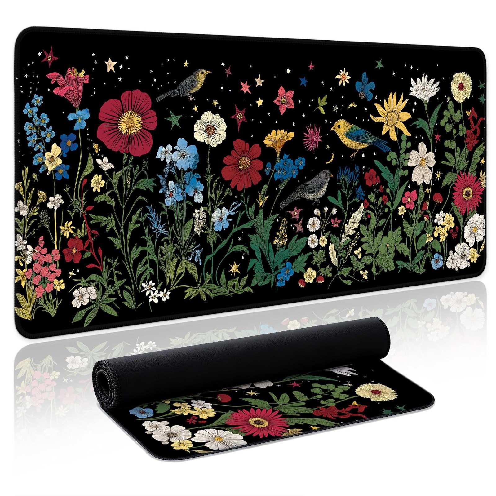 Aesthetic Desk Mat, Cute Enchanted Garden Desk Pad Protector for Work & Decor