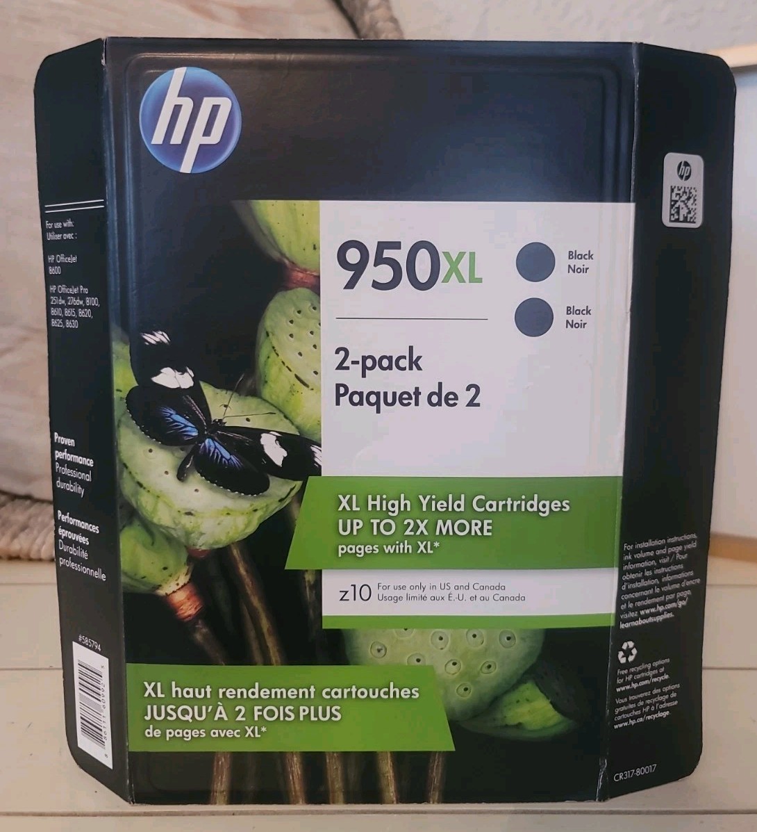 HP Genuine OEM 950XL Black High Capacity Ink Cartridges Twin Pack CR317BN